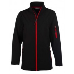 veste softshell 3 couches bicolor manches longues femme noir/rouge