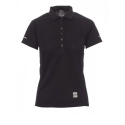 polo manches courtes femme polyester noir avant