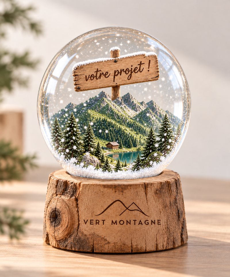 Boule à neige personnalisée Vert Montagne
