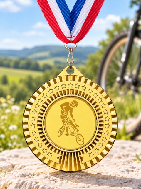 Médaille personnalisée gravée pour un club de BMX